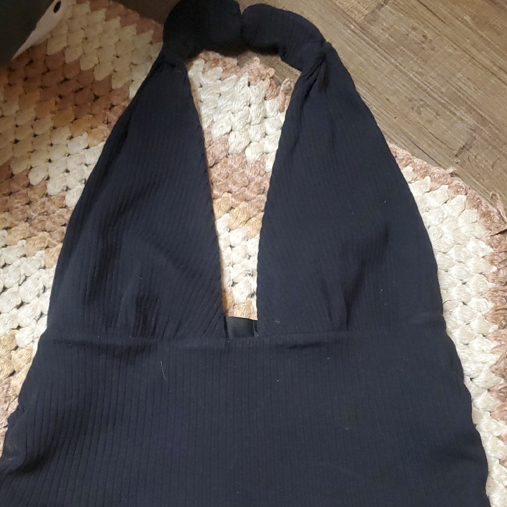 Kittenish Black Ribbed Top